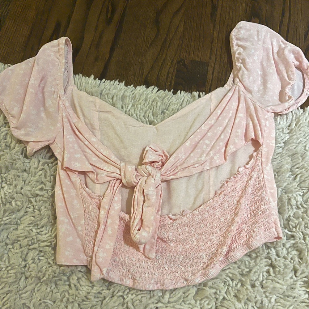 Pink Floral Women's Top, backless, size M